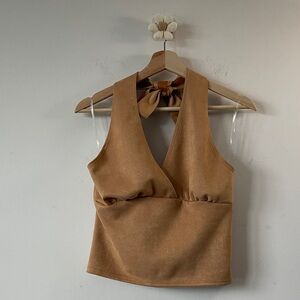 Chic Tan  Polly faux suede halter top